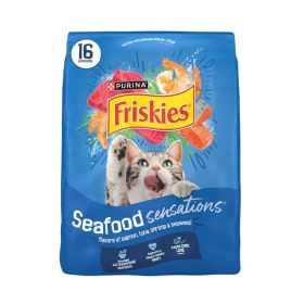 Purina Friskies Dry Cat Food Seafood Sensations With Salmon Tuna And Shrimp Flavors 16 Lb Bag