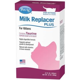 PetAg Milk Replacer Plus Liquid For Kittens And Cats 32 Fl Oz Ready To Feed Nutritional Supplement With Essential Vitamins And Minerals