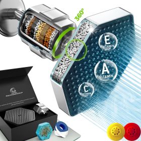 Luxury Filtered Shower Head Set Chrome 20 Stage Shower Filter for Hard Water for Chlorine Fluoride Heavy Metals Water Filter Shower Head with Vitamin